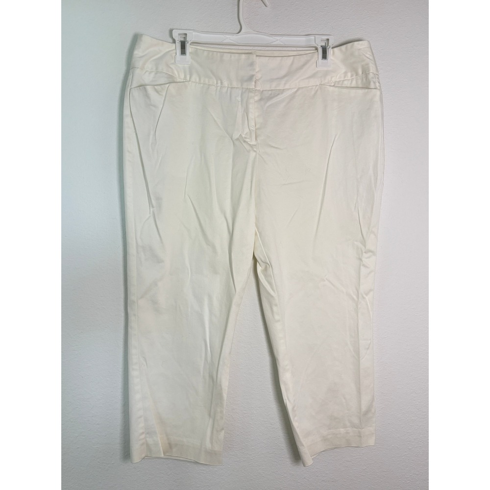 Worthington Modern Fit Cropped Pants Cream Off White Trousers Womens 14